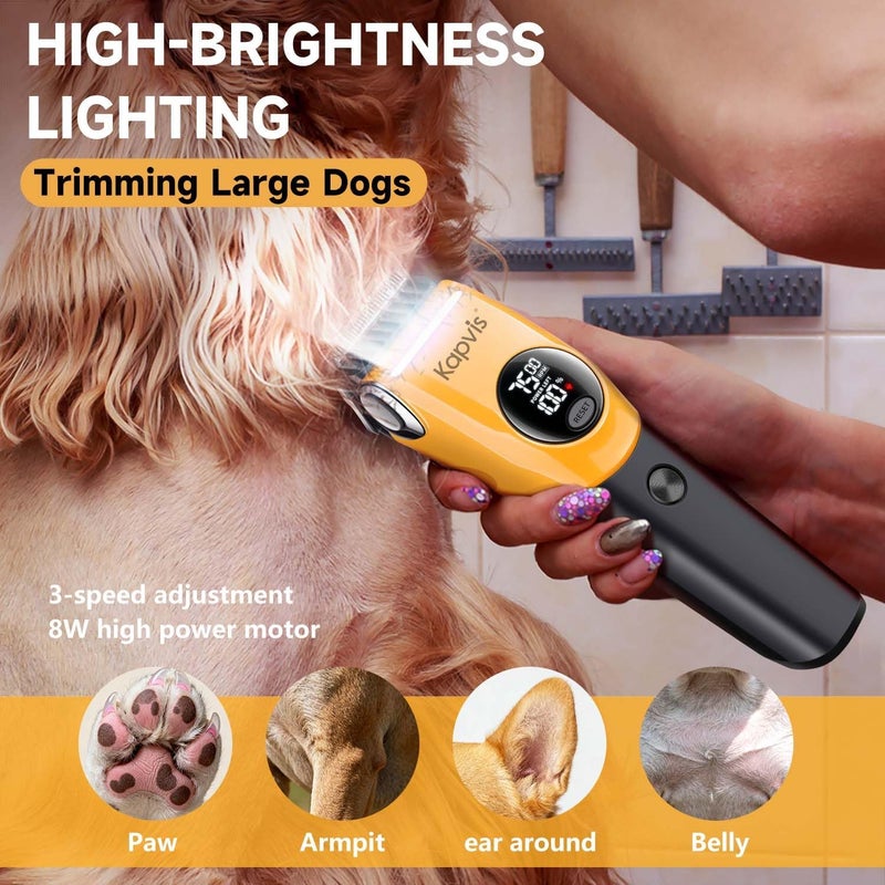 Kapvis Dog Clippers for Grooming Thick Hair with LED Light,Cat Shaver,and Sheep Shears for Thick/Matted/Knotted/Fine/Curly Hair,Works with or Without Power Cord - Image 2
